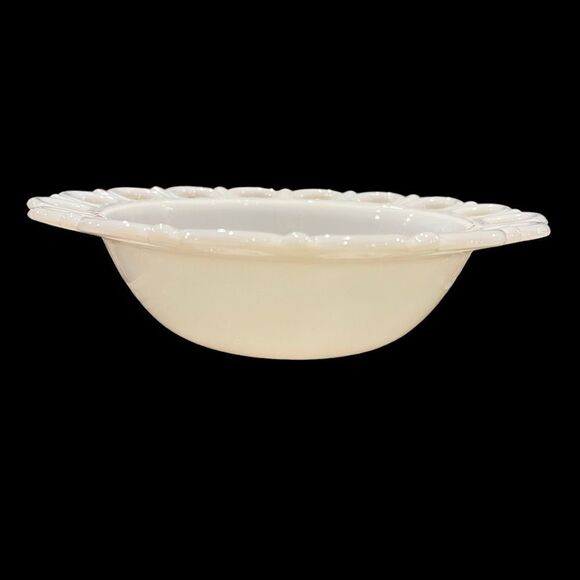 Anchor Hocking Other - Vintage 1950s Anchor Hocking Old Colony‎ Lace Edge 9.5" Milk Glass Bowl Dish